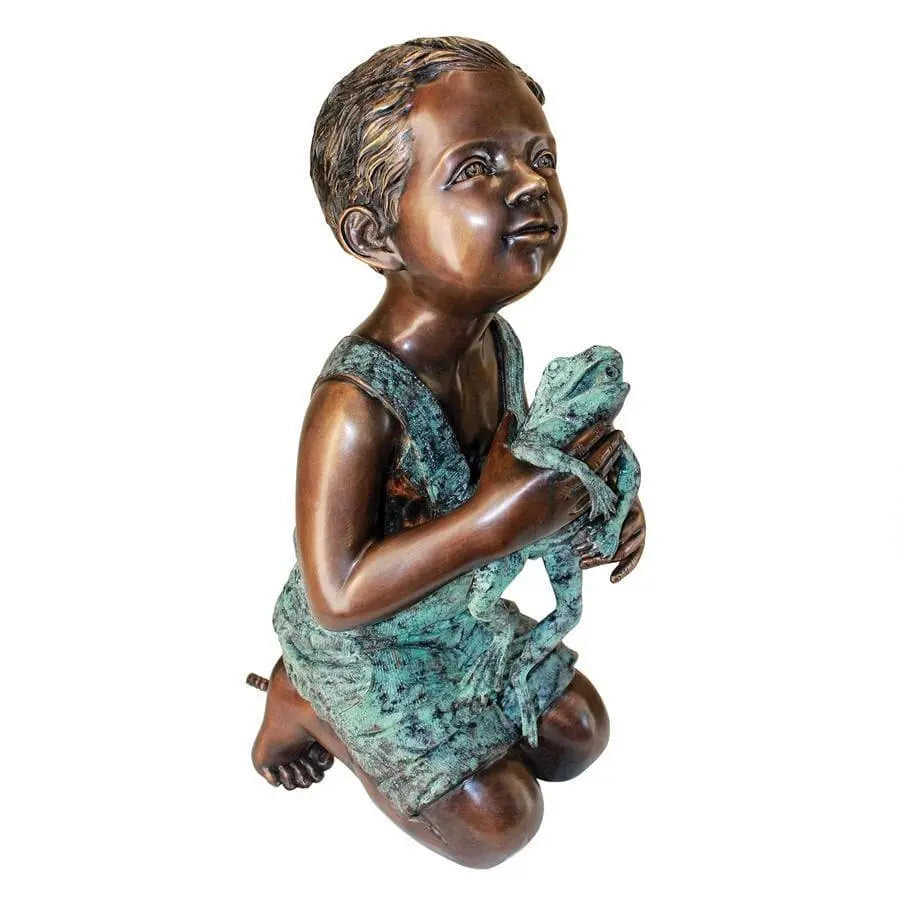 Design Toscano Garden Statues Design Toscano Piped for Water New Friend Boy with Frog Bronze Garden Statue AS26040