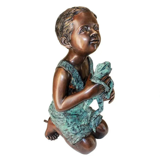 Design Toscano Garden Statues Design Toscano Piped for Water New Friend Boy with Frog Bronze Garden Statue AS26040