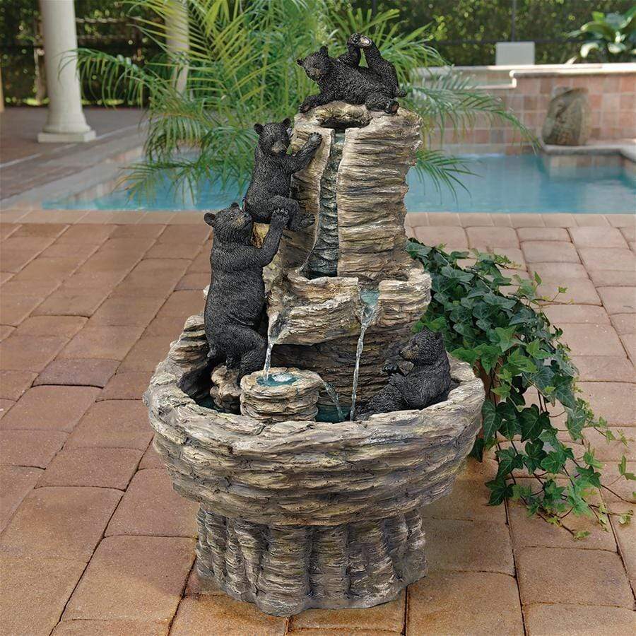 Design Toscano Outdoor Fountains Design Toscano Rocky Mountain Splash Black Bears Garden Fountain KY1015