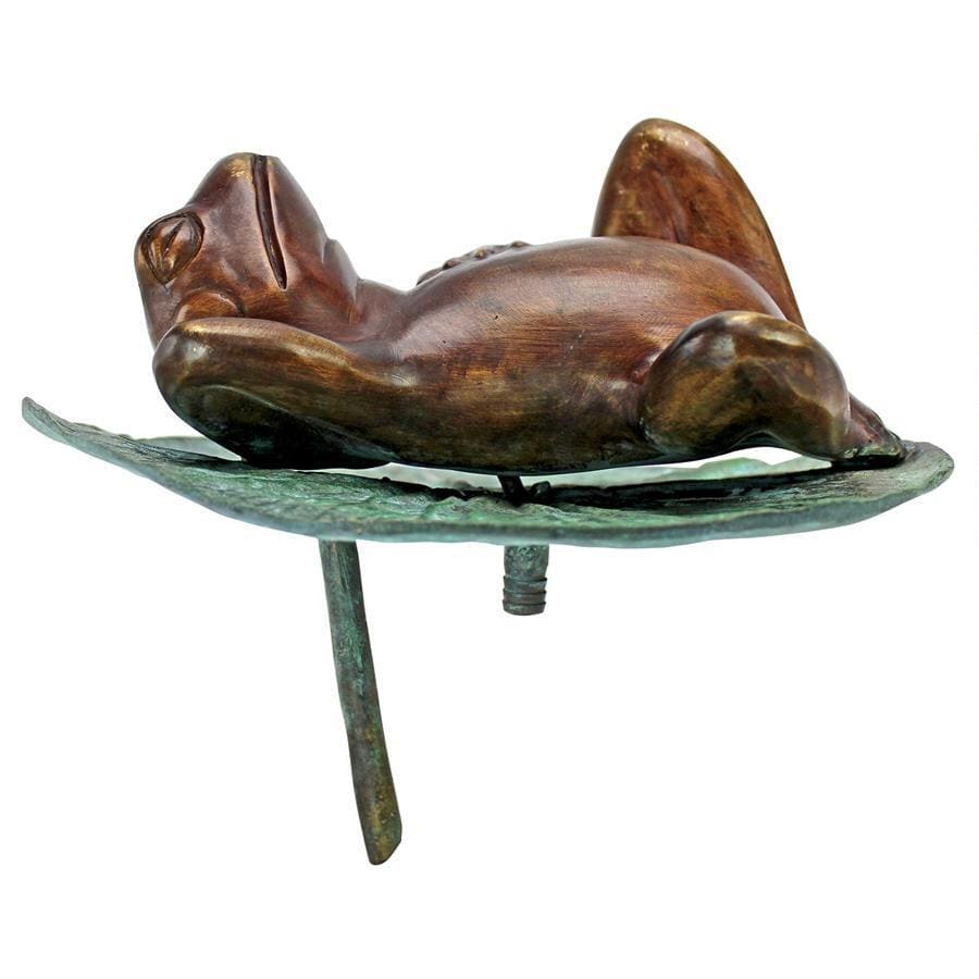 Design Toscano Garden Statues Design Toscano Spitting Frog on Lily Pad Bronze Garden Statue SU5080