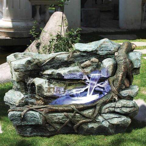 Design Toscano Outdoor Fountains Design Toscano Staggered Rock Canyon Cascading Garden Outdoor Fountain DW96011