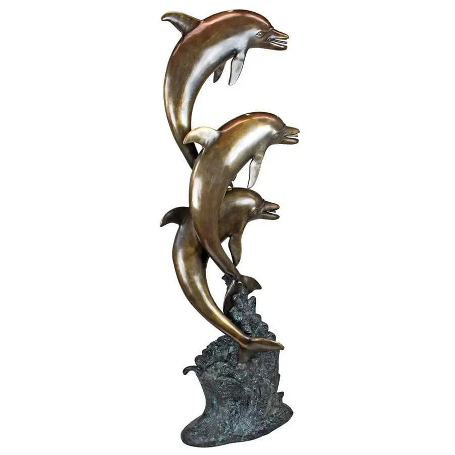 Design Toscano Garden Statues Design Toscano Triple Leaping Dolphins Cast Bronze Garden Statue AS23142
