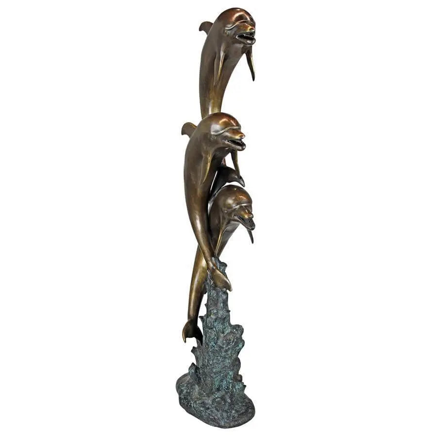 Design Toscano Garden Statues Design Toscano Triple Leaping Dolphins Cast Bronze Garden Statue AS23142