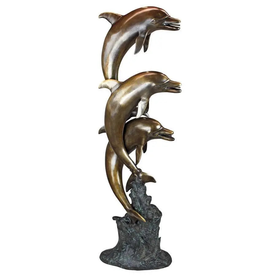 Design Toscano Garden Statues Design Toscano Triple Leaping Dolphins Cast Bronze Garden Statue AS23142