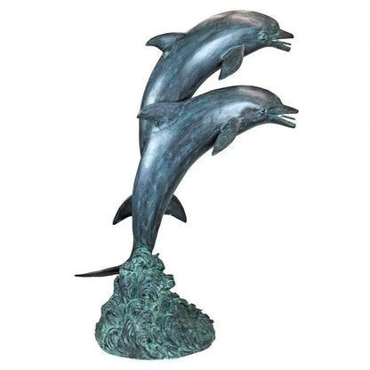 Design Toscano Garden Statues Design Toscano Twin Dolphins in Tandem Bronze Garden Statue PK739