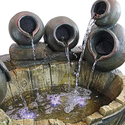 Design Toscano Outdoor Fountains Design Toscano Urns and Barrel Cascading Waterfall Illuminated Garden Outdoor Fountain QN1638