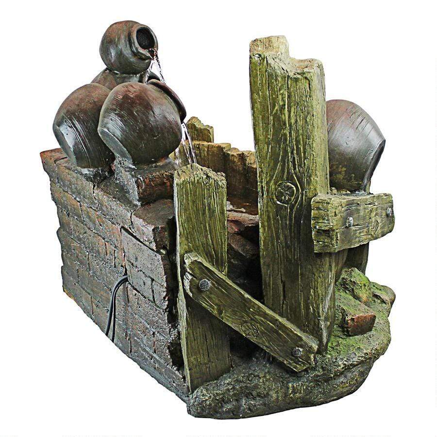 Design Toscano Outdoor Fountains Design Toscano Urns and Barrel Cascading Waterfall Illuminated Garden Outdoor Fountain QN1638