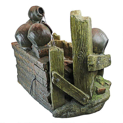 Design Toscano Outdoor Fountains Design Toscano Urns and Barrel Cascading Waterfall Illuminated Garden Outdoor Fountain QN1638