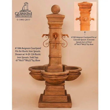 Giannini Garden Avignon Spout Concrete Courtyard Outdoor Fountain 1584