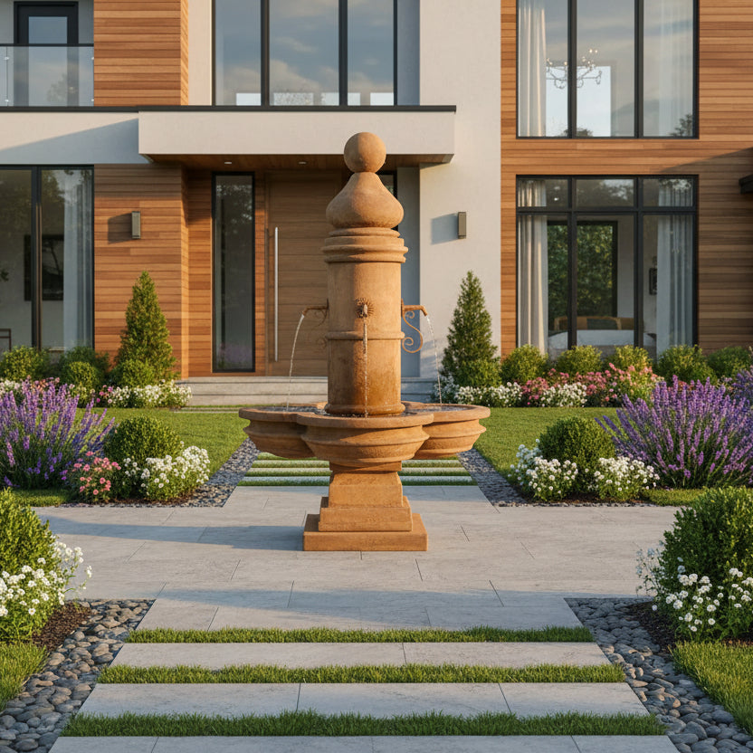 Giannini Garden Beaumont Short Concrete Courtyard Outdoor Fountain 1596