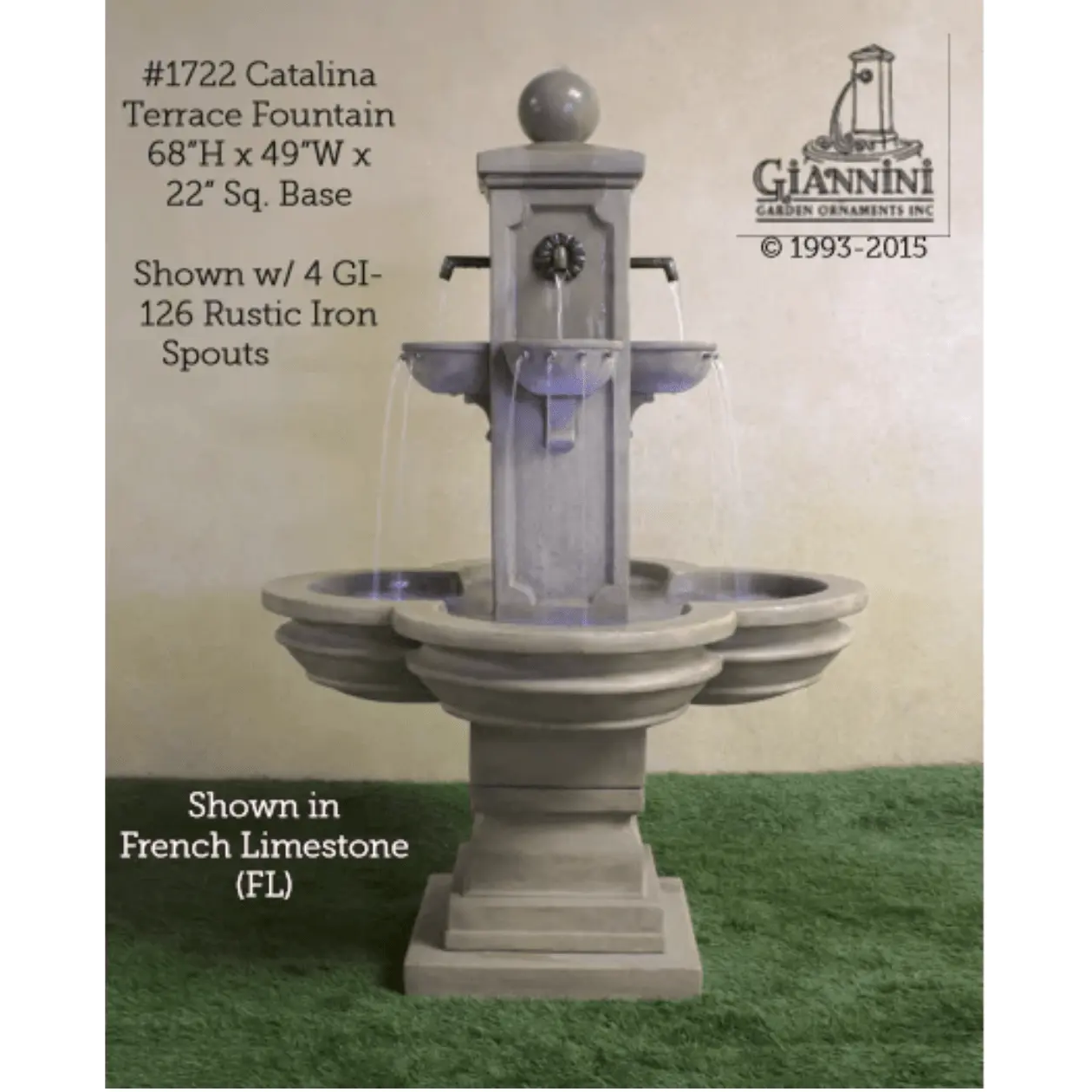 Giannini Garden Catalina Concrete Terrace Outdoor Garden Fountain 1722 1722