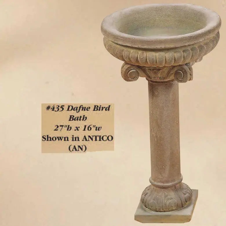 Giannini Garden Dafne Bird Bath Outdoor Cast Stone 435