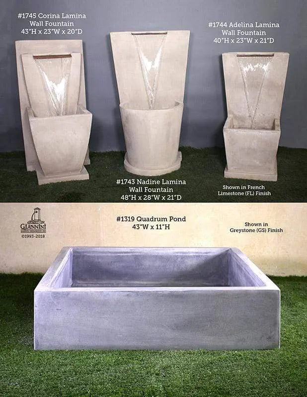 Giannini Garden Outdoor Fountains Adelina Lamina / French Limestone / 40"H x 23"W x 21"D Giannini Garden Adelina Lamina French Limestone Concrete Wall Outdoor Fountain 1744