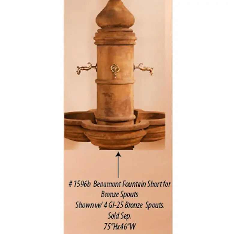 Giannini Garden Outdoor Fountains Beaumont Short / Bronze Spouts / 75" x 46" Giannini Garden Beaumont Short Concrete Courtyard Outdoor Fountain 1596