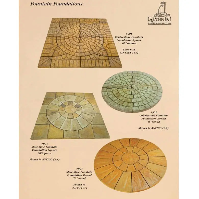 Giannini Garden Outdoor Fountains Giannini Garden Cobblestone Fountain Foundation 67" Square #901