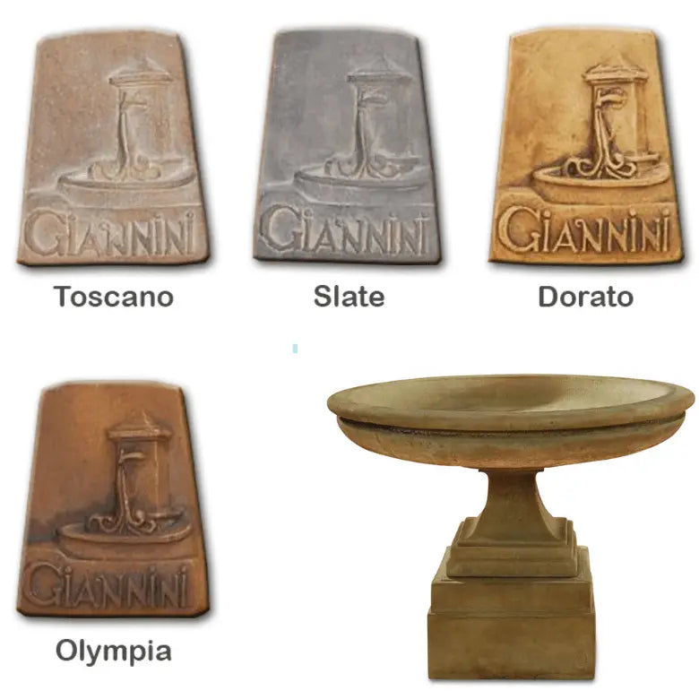 Giannini Garden Outdoor Fountains Hampton Planter Short / Toscano (TO) / 28"H x 38"W Giannini Garden Hampton Planter Short Bird Bath Outdoor Cast Stone 2203