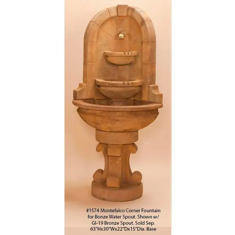 Giannini Garden Outdoor Fountains Montefalco / Bronze Water Spout / 64"H x 31"W x 21"D Giannini Garden Montefalco Bronze Water Concrete Corner Outdoor Fountain 1574