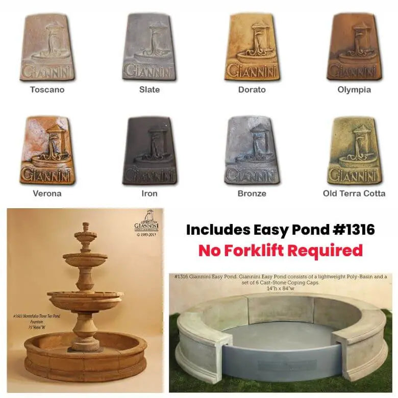 Giannini Garden Outdoor Fountains Giannini Garden Montefalco Three Tier Pond Fountain 1603