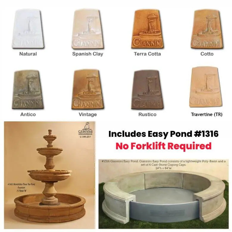 Giannini Garden Outdoor Fountains Giannini Garden Montefalco Three Tier Pond Fountain 1603