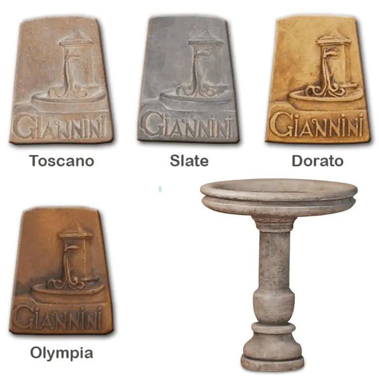 Giannini Garden Outdoor Fountains Mosaic / Toscano (TO) / 23"H x 20"W Giannini Garden Mosaic Bird Bath Outdoor Cast Stone 431