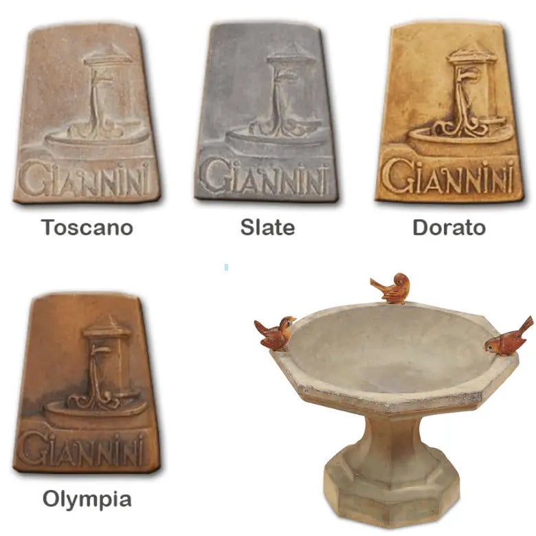 Giannini Garden Outdoor Fountains Octo (NO Birds) / Toscano (TO) / 11"H x 17"W Giannini Garden Octo Bird Bath Outdoor Cast Stone 433