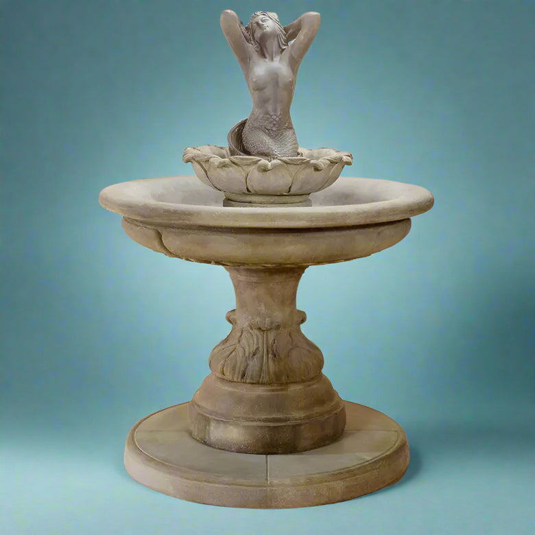 Giannini Garden Outdoor Fountains Sirena Mermaid / Antico (AN) / 60"H x 45"W x 45"D Giannini Garden Sirena Mermaid Concrete Outdoor Fountain 1676