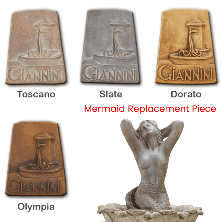 Giannini Garden Outdoor Fountains Sirena Mermaid / Toscano (TO) / Sirena Mermaid 1676 Ornament Replacement Piece (Fountain & Pump Not Included) Giannini Garden Sirena Mermaid Concrete Outdoor Fountain 1676