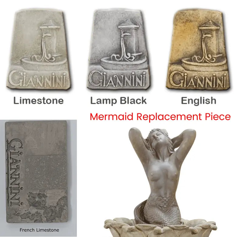 Giannini Garden Outdoor Fountains Sirena Mermaid / Limestone (LS) / Sirena Mermaid 1676 Ornament Replacement Piece (Fountain & Pump Not Included) Giannini Garden Sirena Mermaid Concrete Outdoor Fountain 1676 REPLACEMENT PART