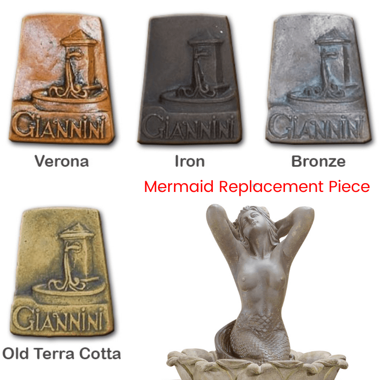 Giannini Garden Outdoor Fountains Sirena Mermaid / Verona (VR) / Sirena Mermaid 1676 Ornament Replacement Piece (Fountain & Pump Not Included) Giannini Garden Sirena Mermaid Concrete Outdoor Fountain 1676 REPLACEMENT PART