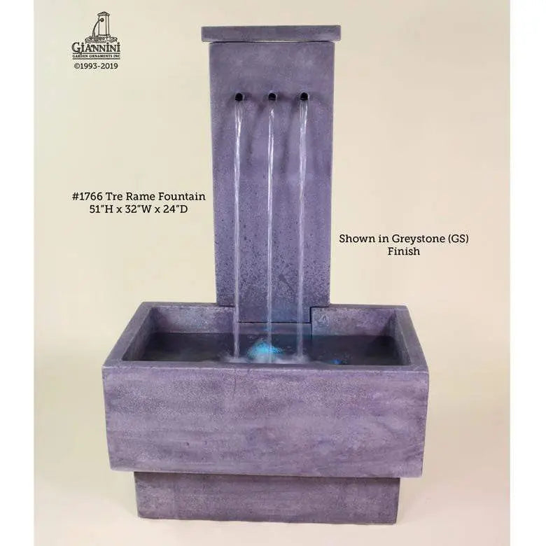 Giannini Garden Outdoor Fountains Tre Rame / Greystone / 51"H x 32"W x 24"D Giannini Garden Tre Rame Greystone Concrete Outdoor Fountain 1766