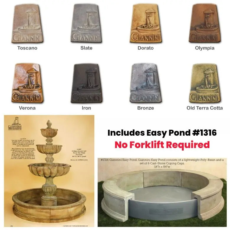 Giannini Garden Outdoor Fountains Giannini Garden Urbino Grande Tall Three Tier Pond Fountain 1287