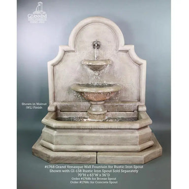 Giannini Garden Grand Venasque Walnut Concrete Wall Outdoor Fountain 1768