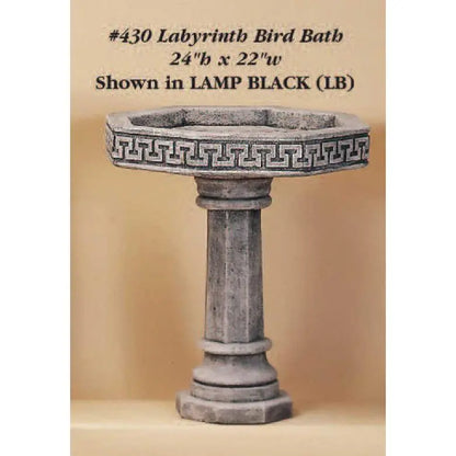 Giannini Garden Labyrinth Bird Bath Outdoor Cast Stone 430