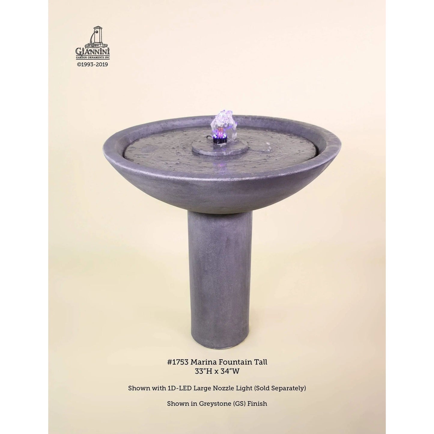 Giannini Garden Marina Greystone Tall Concrete Outdoor Fountain 1753 1753