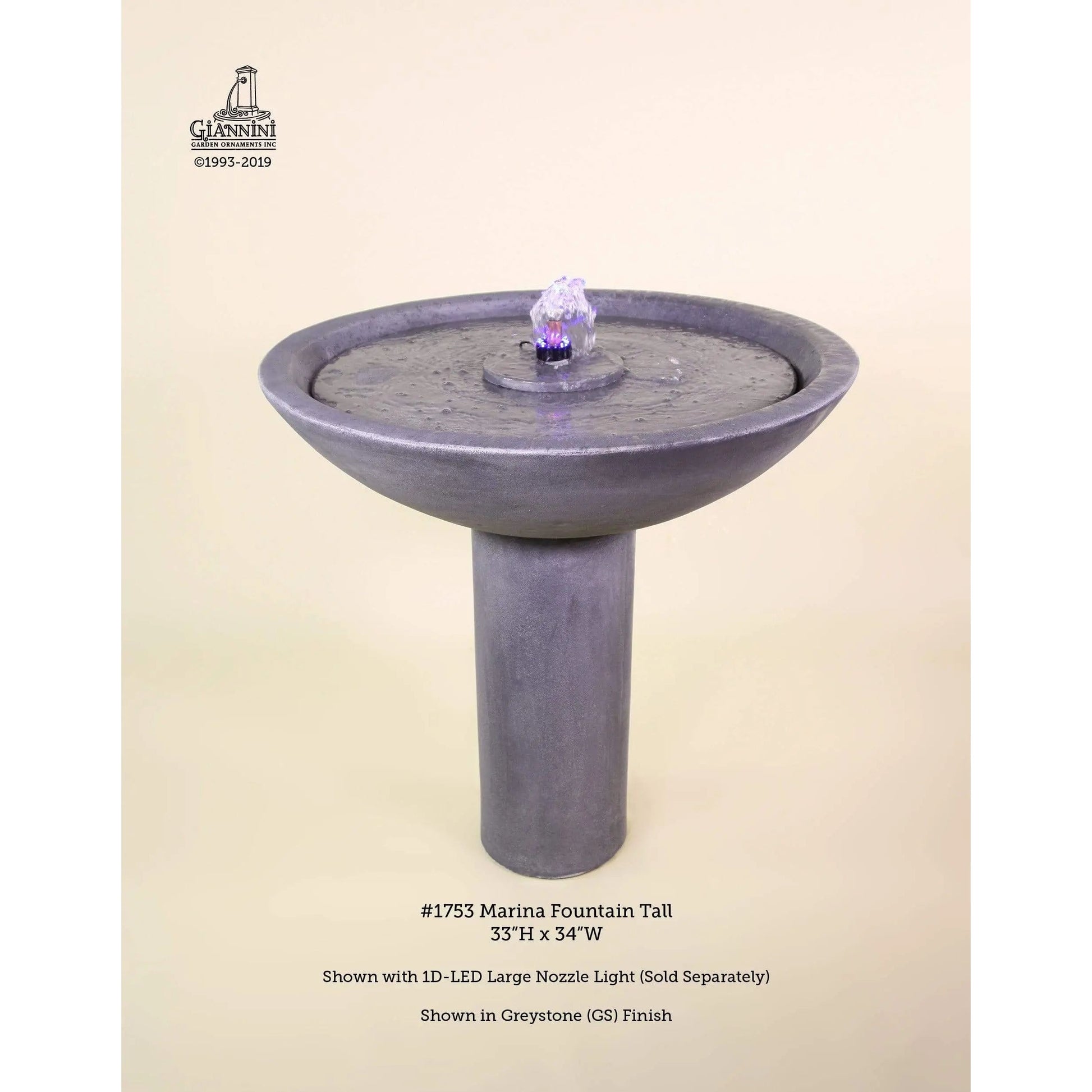 Giannini Garden Marina Greystone Tall Concrete Outdoor Fountain 1753 1753