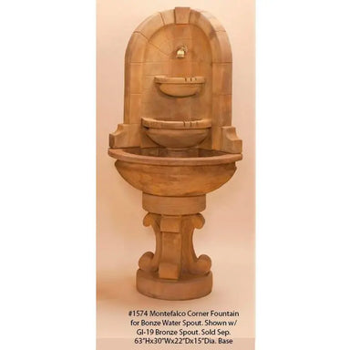 Giannini Garden Montefalco Bronze Water Concrete Corner Outdoor Fountain 1574 1574