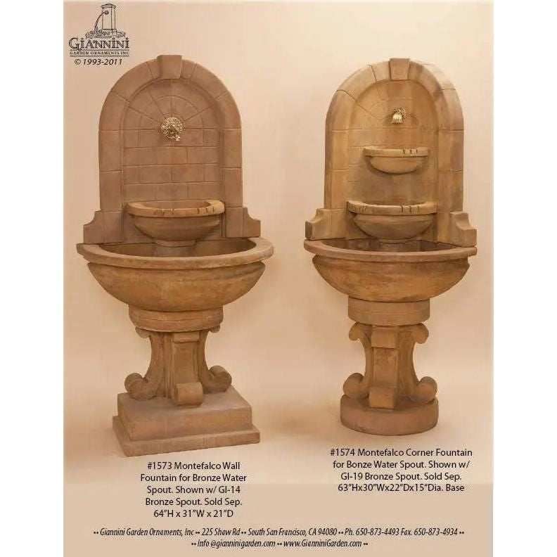 Giannini Garden Montefalco Bronze Water Concrete Corner Outdoor Fountain 1574 1574