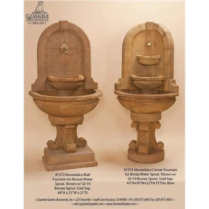 Giannini Garden Montefalco Bronze Water Concrete Corner Outdoor Fountain 1574 1574