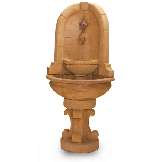 Giannini Garden Montefalco Rustic Iron Concrete Corner Outdoor Fountain 1576 1576