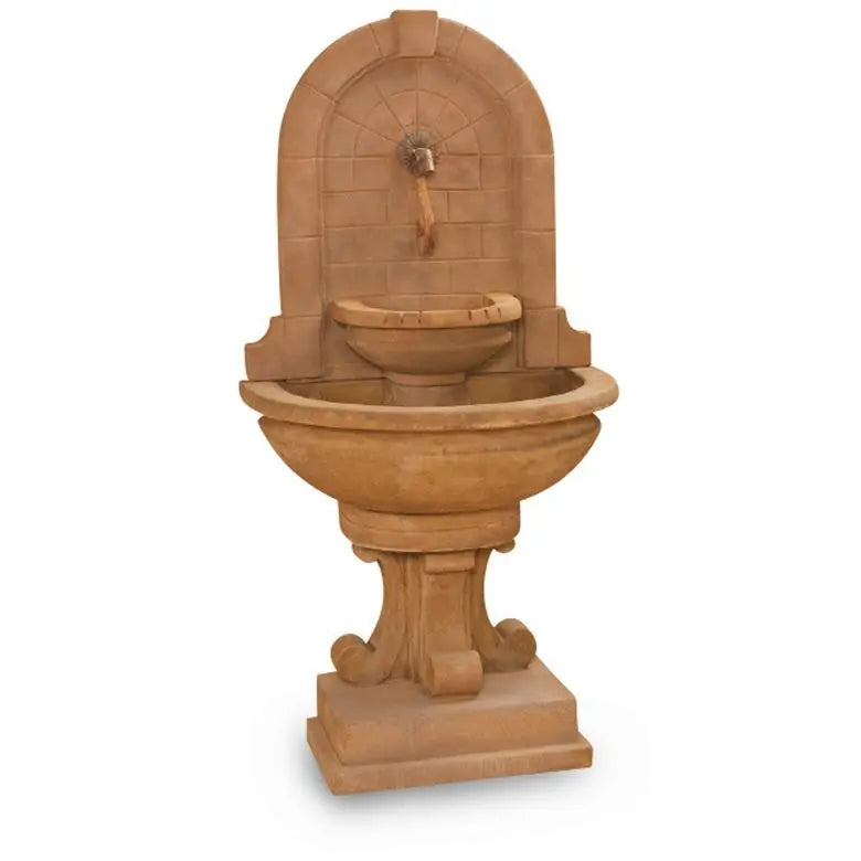 Giannini Garden Montefalco Rustic Iron Concrete Corner Outdoor Fountain