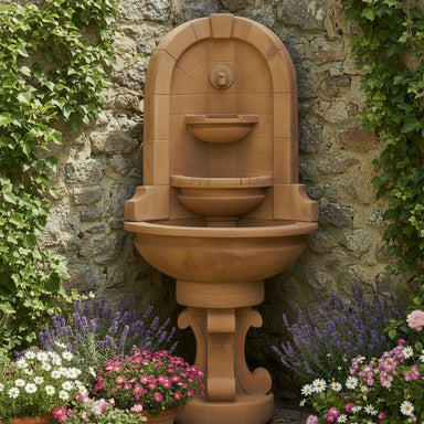 Giannini Garden Montefalco Spout Concrete Corner Outdoor Fountain 1572