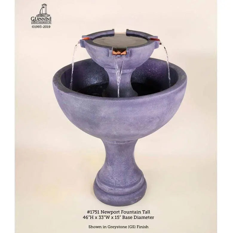 Giannini Garden Newport Greystone Tall Concrete Outdoor Fountain 1751 1751