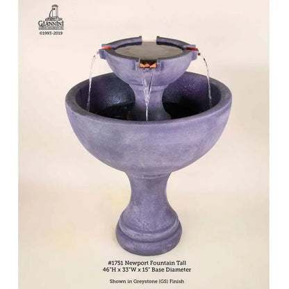 Giannini Garden Newport Greystone Tall Concrete Outdoor Fountain 1751 1751