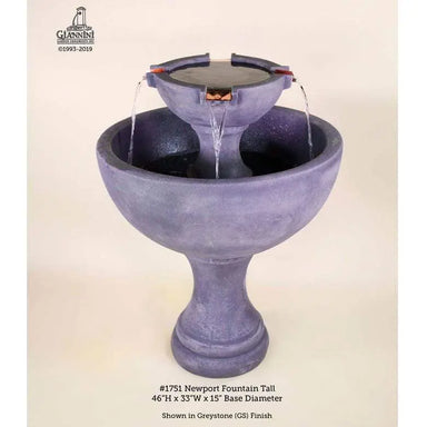 Giannini Garden Newport Greystone Tall Concrete Outdoor Fountain 1751 1751