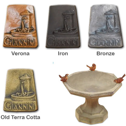 Giannini Garden Octo Bird Bath Outdoor Cast Stone 433 433B