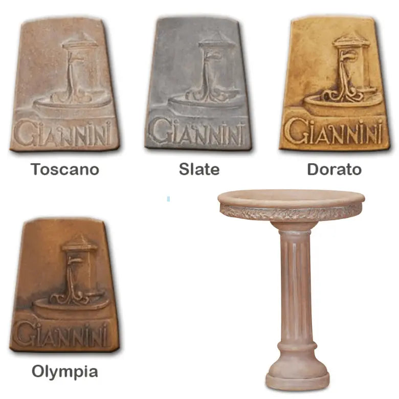 Giannini Garden Oliva Bird Bath Outdoor Cast Stone 429 429