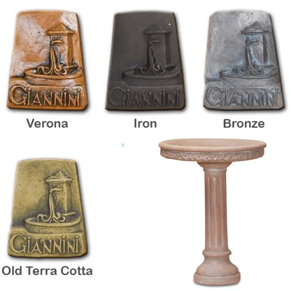 Giannini Garden Oliva Bird Bath Outdoor Cast Stone 429 429