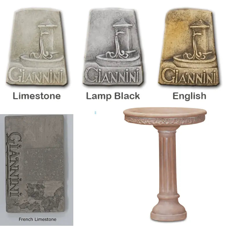 Giannini Garden Oliva Bird Bath Outdoor Cast Stone 429 429