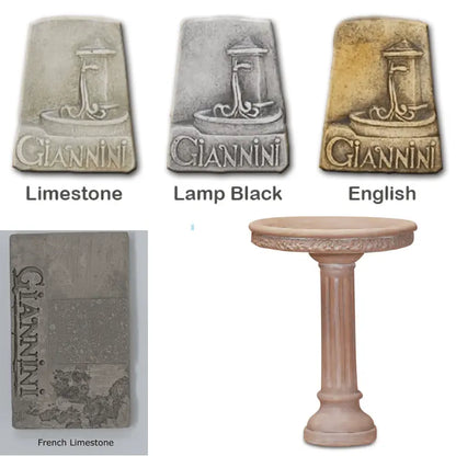 Giannini Garden Oliva Bird Bath Outdoor Cast Stone 429 429