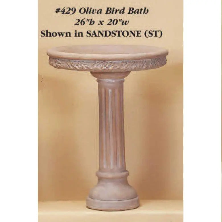 Giannini Garden Oliva Bird Bath Outdoor Cast Stone 429